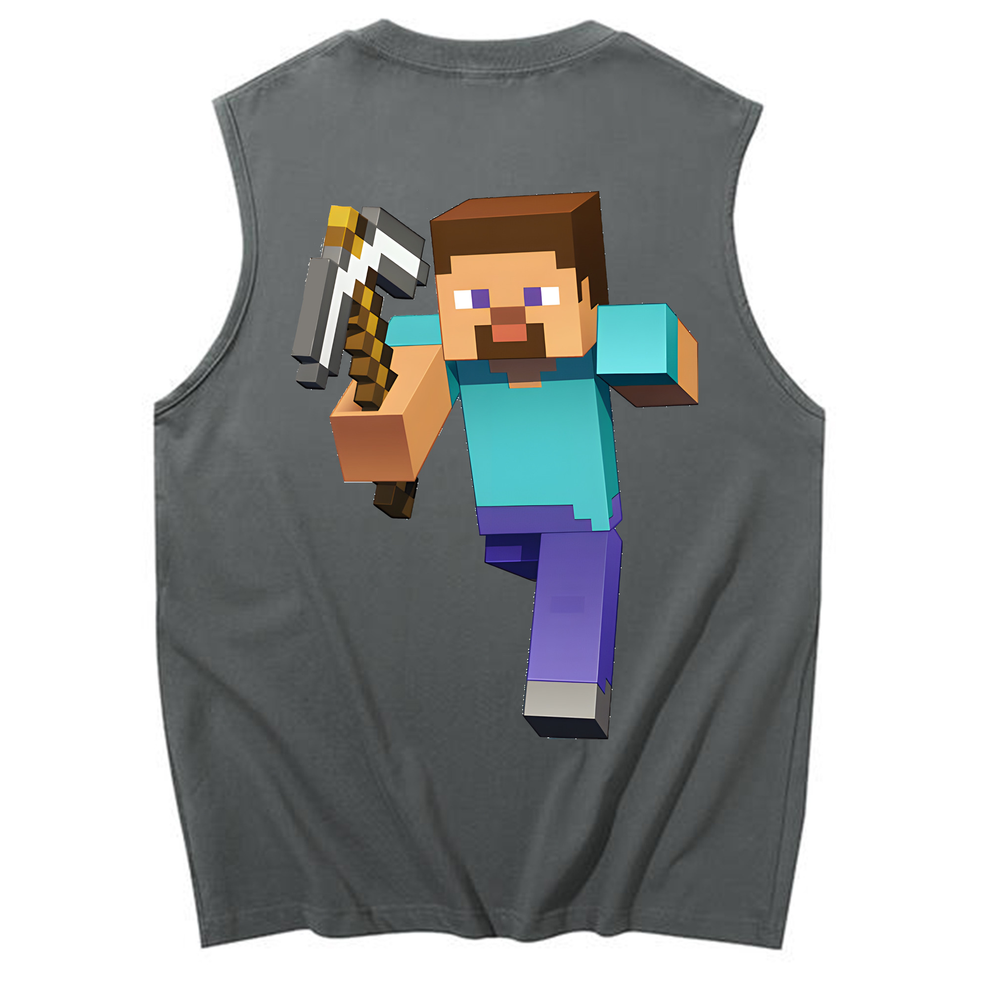 （画像用） マインクラフト ブロックの世界 Minecraft MC Block world コットン100％タンクトップ（背面プリント）